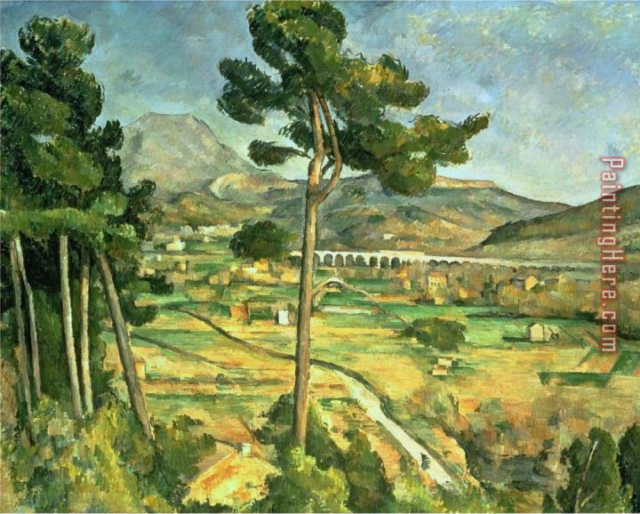 Paul Cezanne Landscape with Viaduct Montagne Sainte Victoire C 1885 87 Oil on Canvas